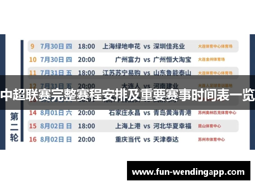 中超联赛完整赛程安排及重要赛事时间表一览