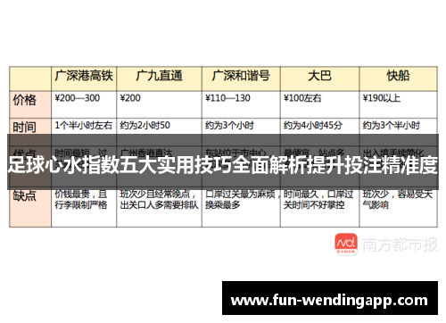 足球心水指数五大实用技巧全面解析提升投注精准度